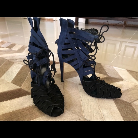 Zara blue and black suede heels size 10 - Picture 7 of 14